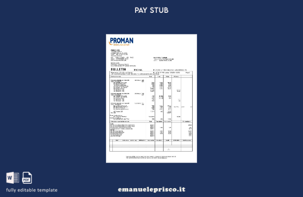 busta paga di reclutamento Proman stile verificato (in lingua francese), modello